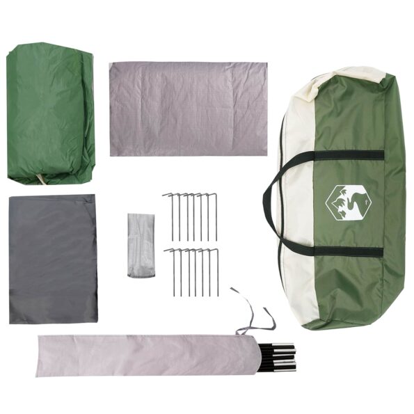 vidaXL Rodinný stan Zelená 420 x 305 x 200 cm Polyester a oceľ – Obrázok 9