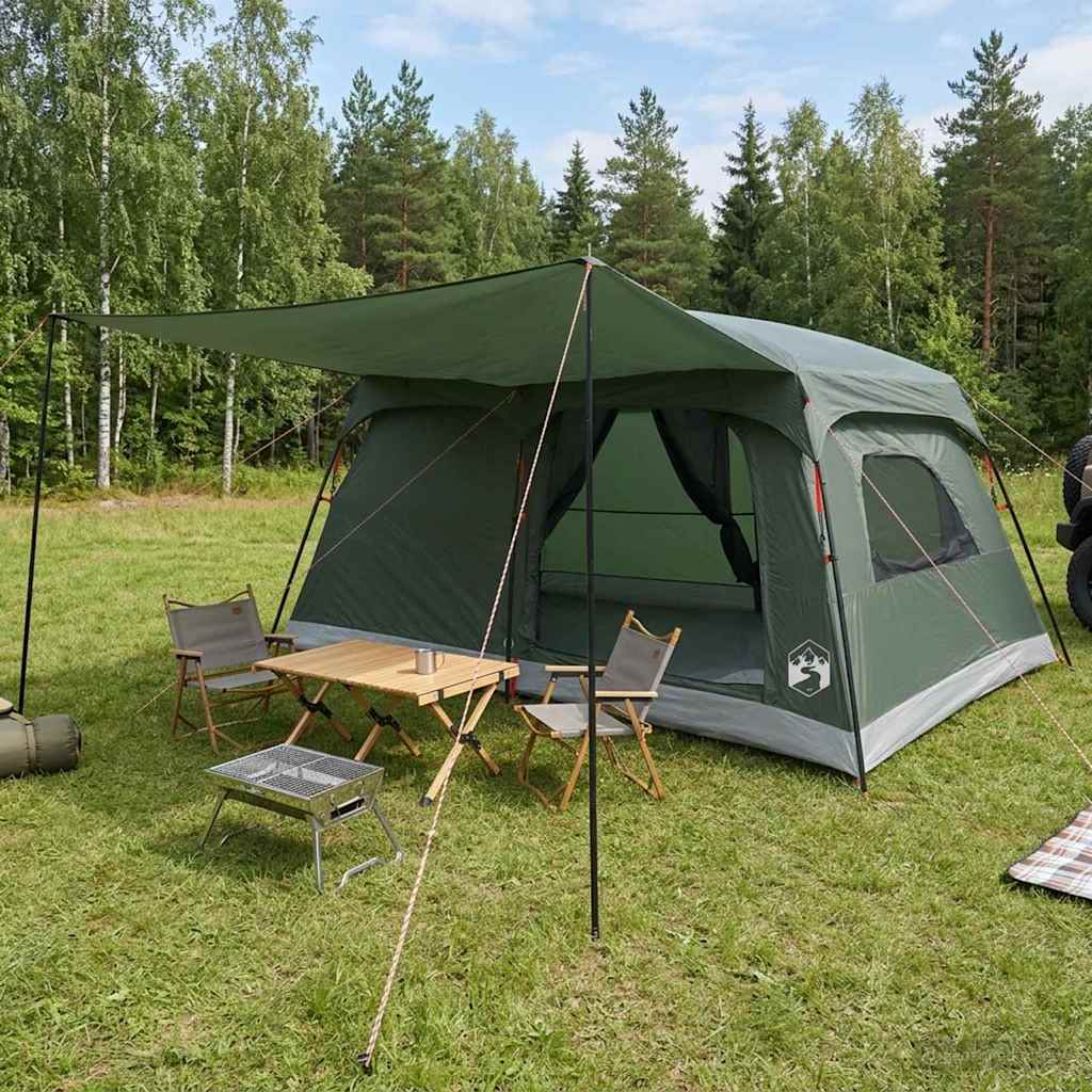 42028500_1.jpg vidaXL Rodinný stan Armádna zelená 420 x 305 x 200 cm Polyester a oceľ – Obrázok 1