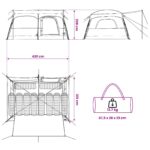 vidaXL Rodinný stan Armádna zelená 420 x 305 x 200 cm Polyester a oceľ – Obrázok 13