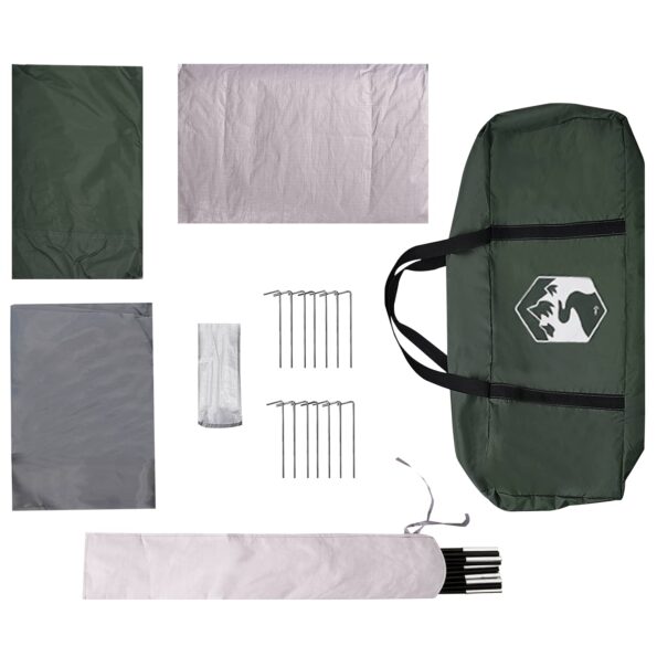 vidaXL Rodinný stan Armádna zelená 420 x 305 x 200 cm Polyester a oceľ – Obrázok 9
