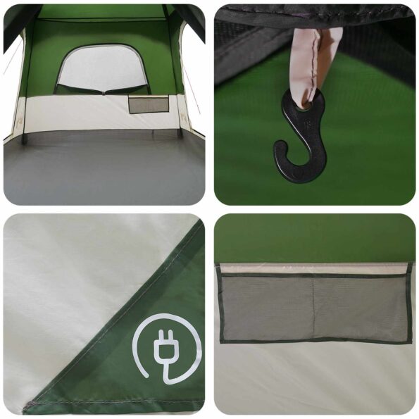 vidaXL Rodinný stan Zelená 500 x 400 x 230 cm Polyester a oceľ – Obrázok 10