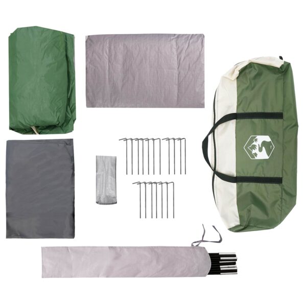 vidaXL Rodinný stan Zelená 500 x 400 x 230 cm Polyester a oceľ – Obrázok 9