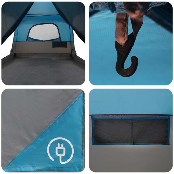 vidaXL Rodinný stan Modrá 500 x 400 x 230 cm Polyester a oceľ – Obrázok 10