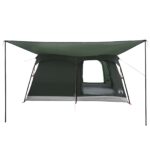 vidaXL Rodinný stan Armádna zelená 500 x 400 x 230 cm Polyester a oceľ – Obrázok 4