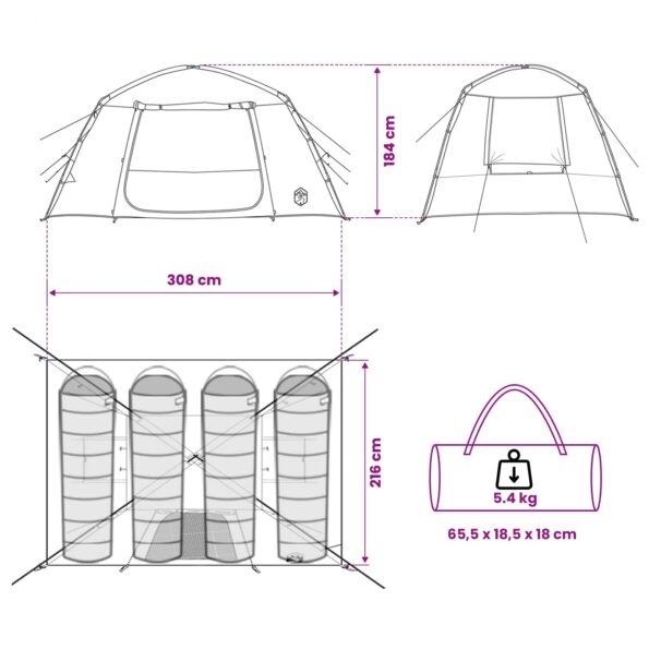 vidaXL Stan chata Armádna zelená 300 x 210 x 156 cm Polyester – Obrázok 13