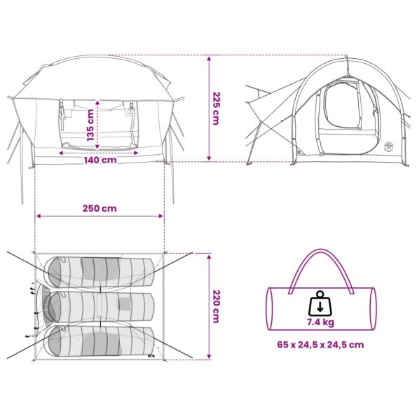 vidaXL Auto Stan Šedá a oranžová 239 x 210 x 210 cm Polyester a oceľ – Obrázok 13