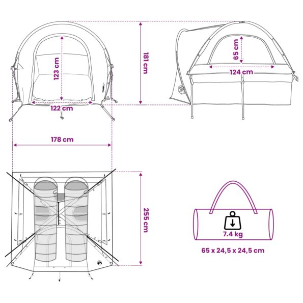 vidaXL Auto Stan so strechou Modrá 200 x 170 x 170 cm Polyester a oceľ – Obrázok 12