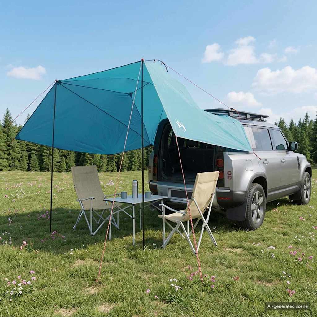 42028552_1.jpg vidaXL Auto Stan so strechou Modrá 350 x 250 cm Polyester a oceľ – Obrázok 1