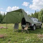 vidaXL Auto Stan Armádna zelená 350 x 250 cm Polyester a oceľ