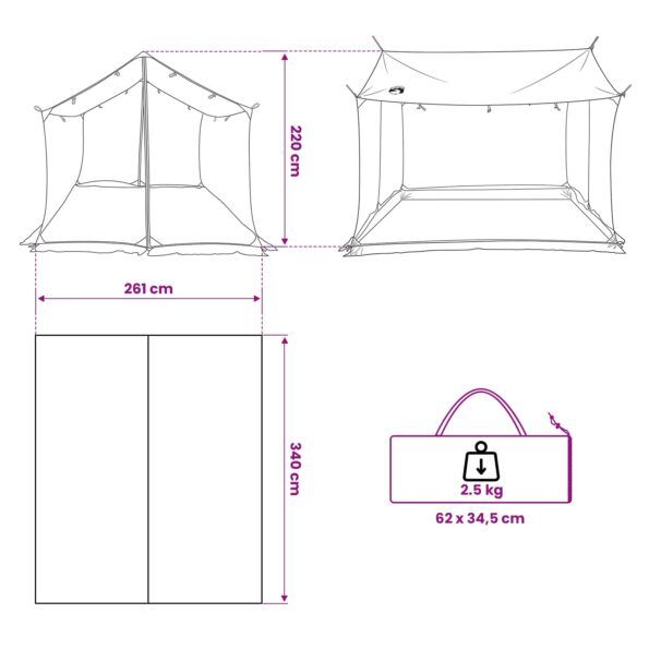 vidaXL Stanový plachty s sieťovými stenami Modrá 340 x 260 x 220 cm – Obrázok 11