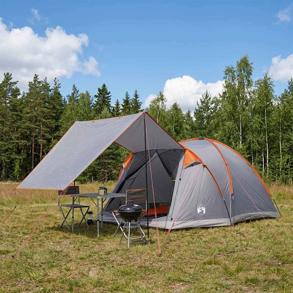 42028581_1.jpg vidaXL Stan chata Šedá a oranžová Pre 4 osoby Polyester a oceľ – Obrázok 1