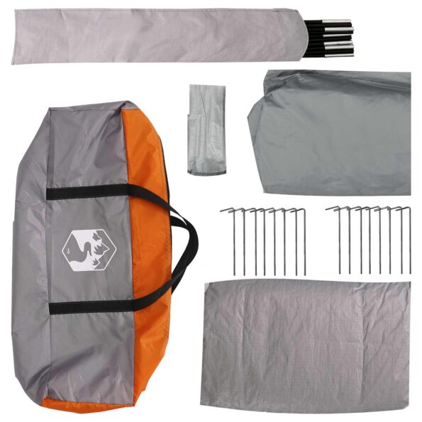 vidaXL Stan chata Šedá a oranžová Pre 6 osôb Polyester a oceľ – Obrázok 9
