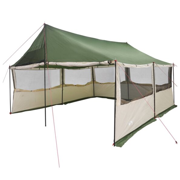 vidaXL Rodinný stan Zelená 450 x 400 x 265 cm Polyester a oceľ – Obrázok 2