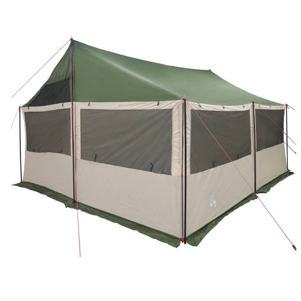 vidaXL Rodinný stan Zelená 450 x 400 x 265 cm Polyester a oceľ – Obrázok 3