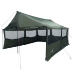 vidaXL Rodinný stan Armádna zelená 450 x 400 x 265 cm Polyester a oceľ – Obrázok 2