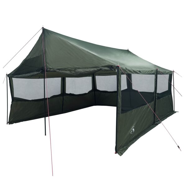 vidaXL Rodinný stan Armádna zelená 450 x 400 x 265 cm Polyester a oceľ – Obrázok 2
