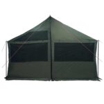 vidaXL Rodinný stan Armádna zelená 450 x 400 x 265 cm Polyester a oceľ – Obrázok 5