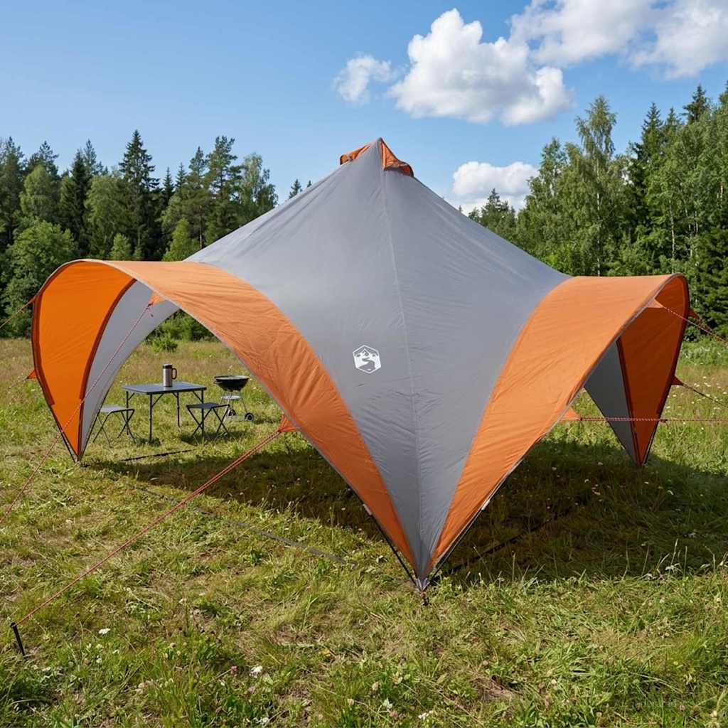 42028617_1.jpg vidaXL Párty stan Šedá a oranžová 400 x 400 x 320 cm Polyester a oceľ – Obrázok 1