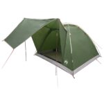 vidaXL Kempingový stan so strechou Zelená Pre 4 osoby Polyester a oceľ – Obrázok 2