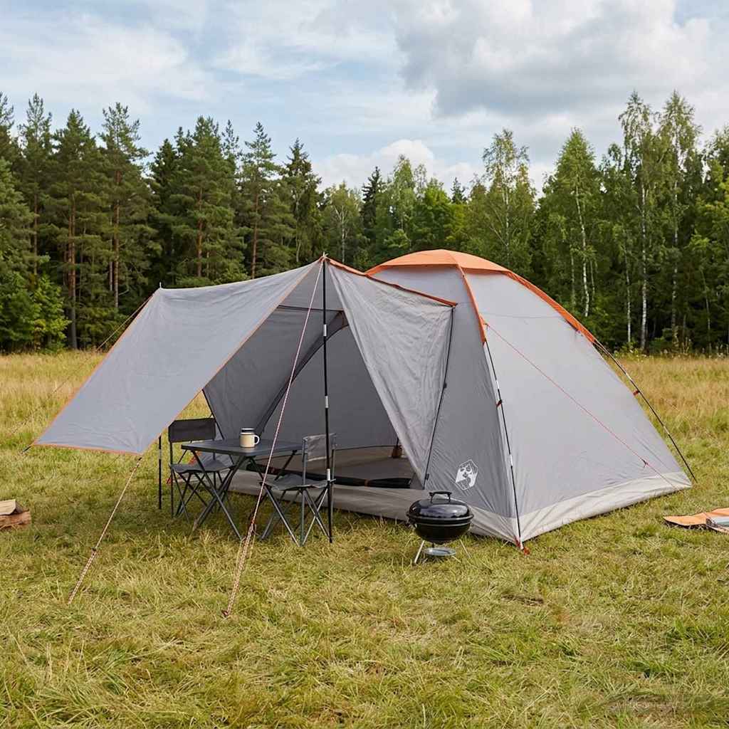 42028654_1.jpg vidaXL Kempingový stan Šedá a oranžová Pre 6 osôb Polyester a oceľ – Obrázok 1