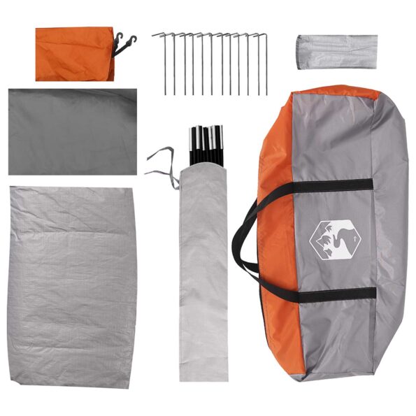 vidaXL Kempingový stan Šedá a oranžová Pre 6 osôb Polyester a oceľ – Obrázok 9