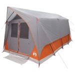vidaXL Tunelový stan Šedá a oranžová Pre 8 osôb Polyester a oceľ – Obrázok 3