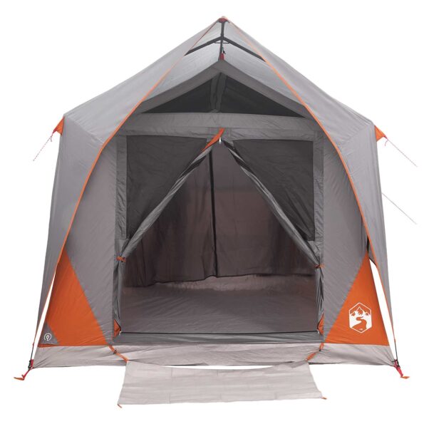 vidaXL Tunelový stan Šedá a oranžová Pre 8 osôb Polyester a oceľ – Obrázok 4