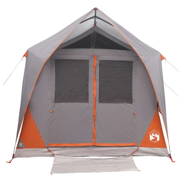vidaXL Tunelový stan Šedá a oranžová Pre 8 osôb Polyester a oceľ – Obrázok 5