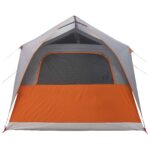vidaXL Tunelový stan Šedá a oranžová Pre 10 osôb Polyester a oceľ – Obrázok 7