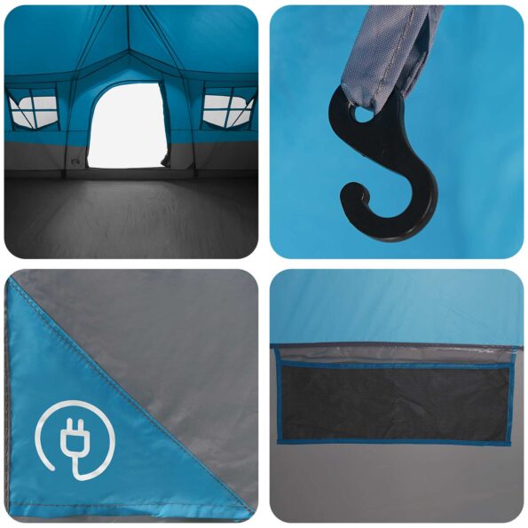 vidaXL Rodinný stan Modrá 487 x 340 x 216 cm Polyester a oceľ – Obrázok 10
