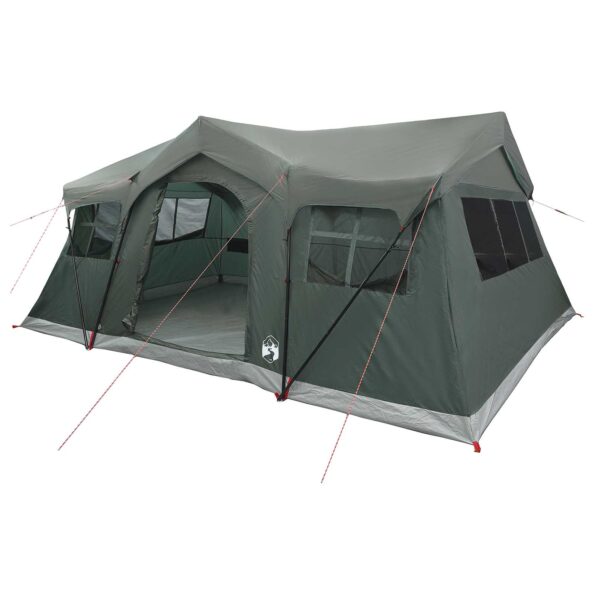 vidaXL Rodinný stan Armádna zelená 487 x 340 x 216 cm Polyester a oceľ – Obrázok 2