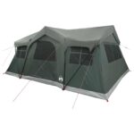 vidaXL Rodinný stan Armádna zelená 487 x 340 x 216 cm Polyester a oceľ – Obrázok 3