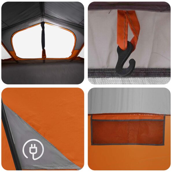 vidaXL Stan chata Šedá a oranžová 480 x 273 x 205 cm Polyester a oceľ – Obrázok 10