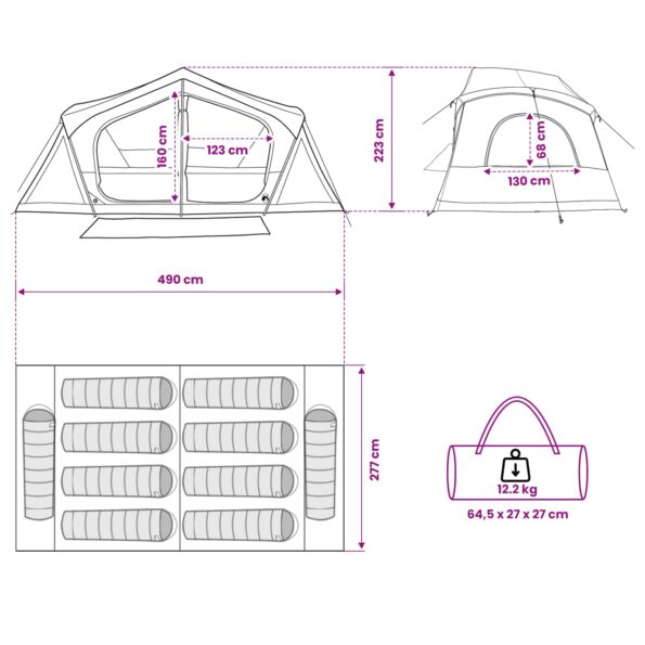 vidaXL Stan chata Šedá a oranžová 480 x 273 x 205 cm Polyester a oceľ – Obrázok 13