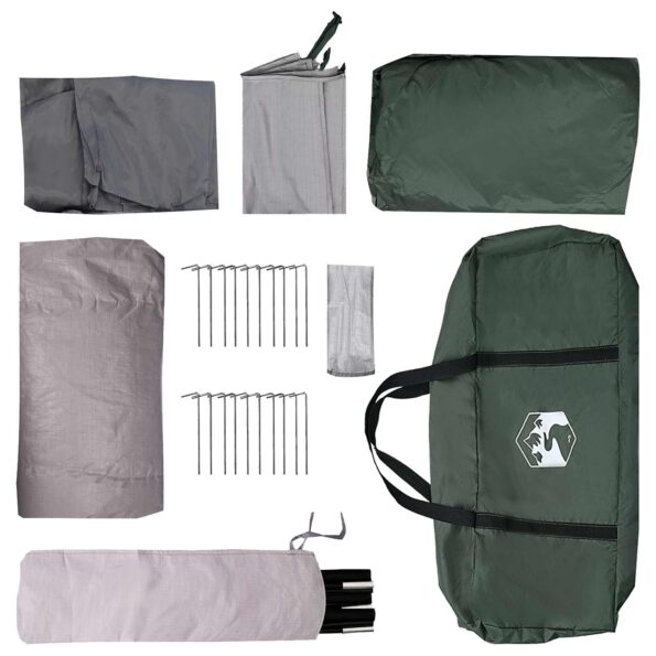 vidaXL Stan chata Armádna zelená 480 x 273 x 205 cm Polyester a oceľ – Obrázok 9
