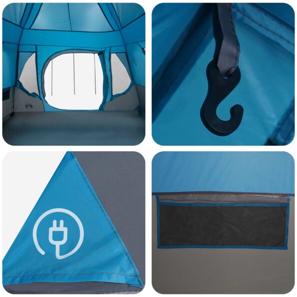 vidaXL Rodinný stan Modrá 305 x 275 x 190 cm Polyester a oceľ – Obrázok 10