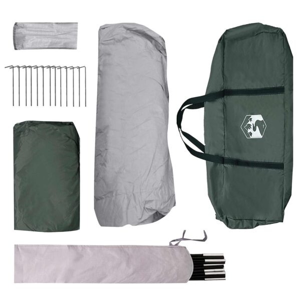 vidaXL Rodinný stan Armádna zelená 305 x 275 x 190 cm Polyester a oceľ – Obrázok 9