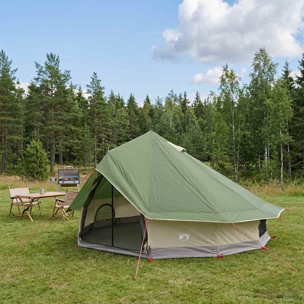 42028711_1.jpg vidaXL Tipi stan Zelená 700 x 700 x 395 cm Polyester a oceľ – Obrázok 1