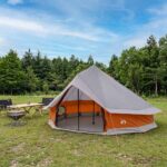 vidaXL Tipi stan Šedá a oranžová 700 x 700 x 395 cm Polyester a oceľ