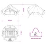 vidaXL Tipi stan Šedá a oranžová 700 x 700 x 395 cm Polyester a oceľ – Obrázok 12