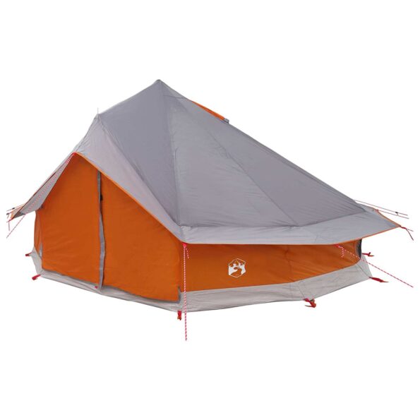 vidaXL Tipi stan Šedá a oranžová 700 x 700 x 395 cm Polyester a oceľ – Obrázok 4
