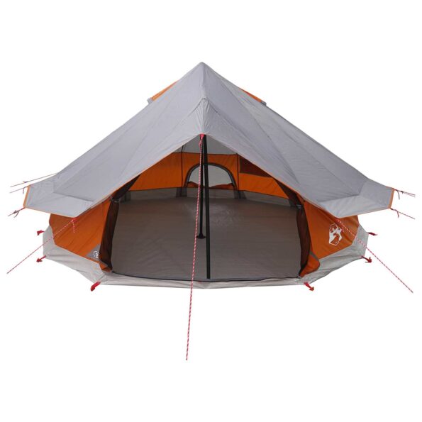vidaXL Tipi stan Šedá a oranžová 700 x 700 x 395 cm Polyester a oceľ – Obrázok 5