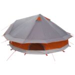 vidaXL Tipi stan Šedá a oranžová 700 x 700 x 395 cm Polyester a oceľ – Obrázok 6