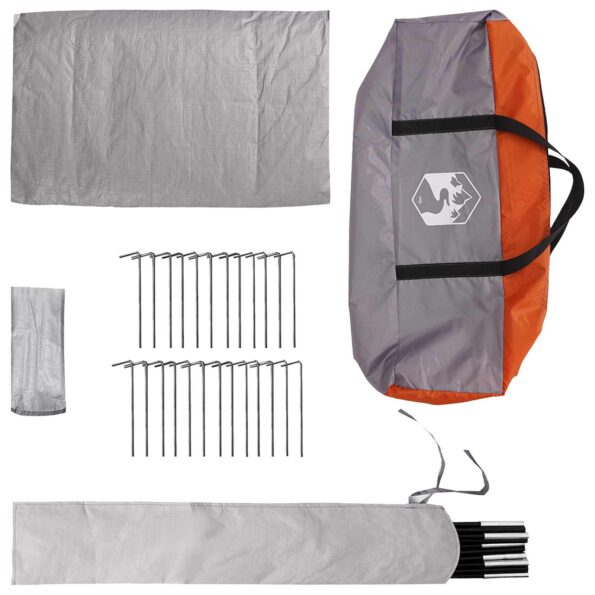 vidaXL Tipi stan Šedá a oranžová 700 x 700 x 395 cm Polyester a oceľ – Obrázok 8