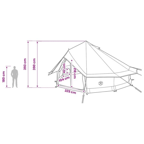 vidaXL Tipi stan Armádna zelená 700 x 700 x 395 cm Polyester a oceľ – Obrázok 12