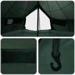 vidaXL Tipi stan Armádna zelená 700 x 700 x 395 cm Polyester a oceľ – Obrázok 8