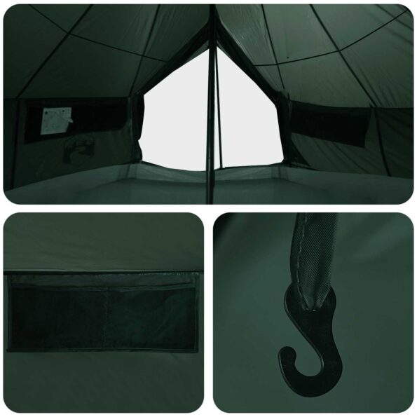 vidaXL Tipi stan Armádna zelená 700 x 700 x 395 cm Polyester a oceľ – Obrázok 8
