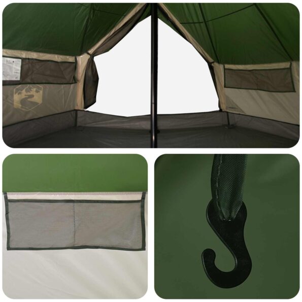 vidaXL Tipi stan Zelená 800 x 800 x 430 cm Polyester a oceľ – Obrázok 8