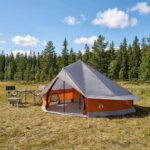 vidaXL Tipi stan Šedá a oranžová 800 x 800 x 430 cm Polyester a oceľ