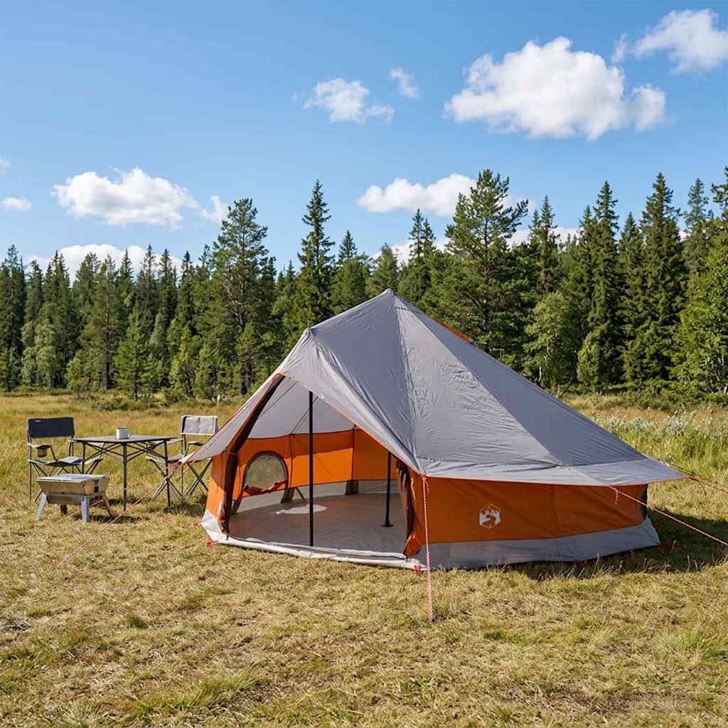42028717_1.jpg vidaXL Tipi stan Šedá a oranžová 800 x 800 x 430 cm Polyester a oceľ – Obrázok 1